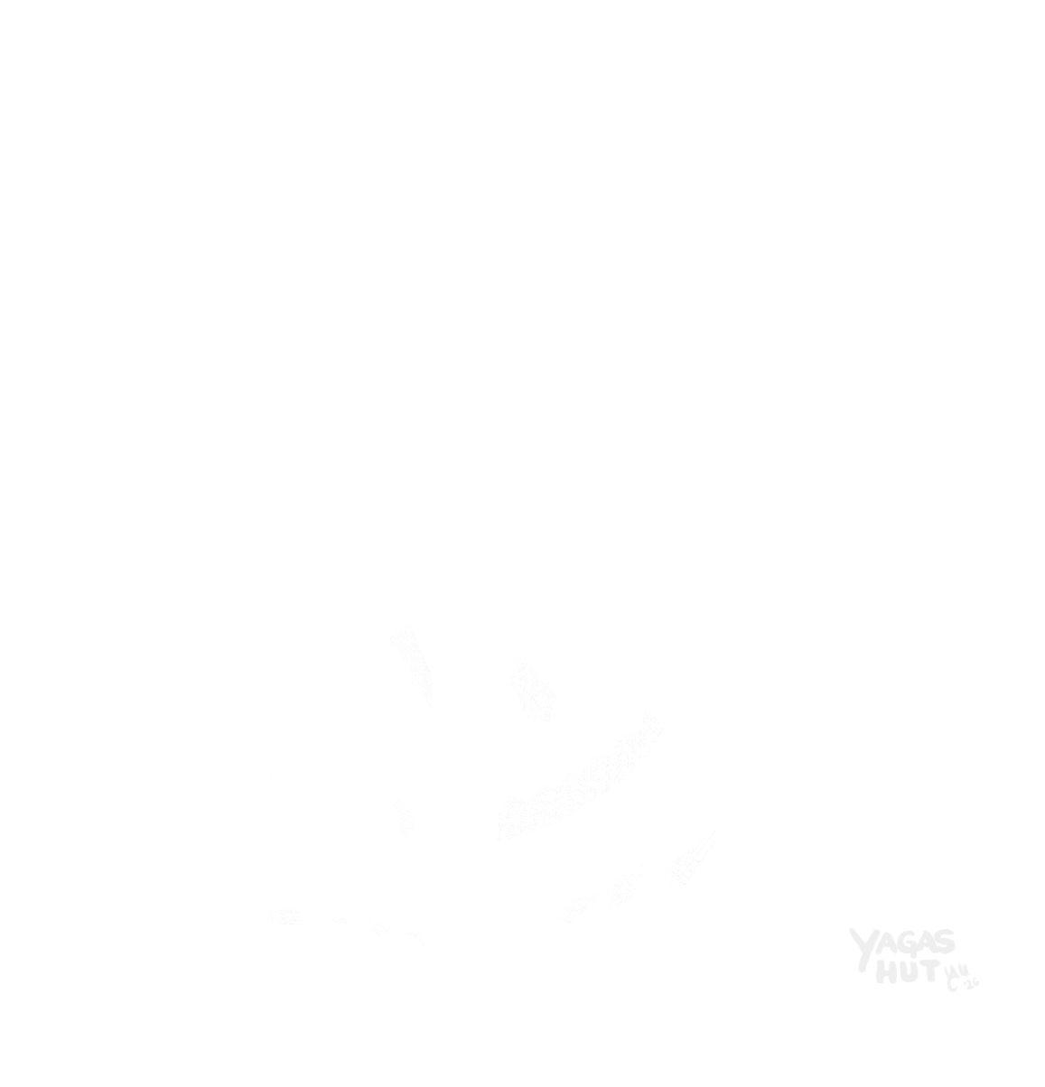 Line illustration of Perun’s hammer striking the ground, lightning bolts radiating outward from the point of impact
